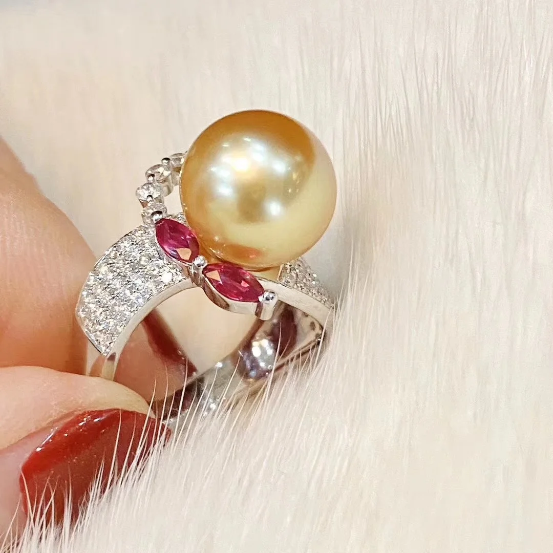 

High quality fashion unique wedding silver fresh water pearl jewellery ring, Gold