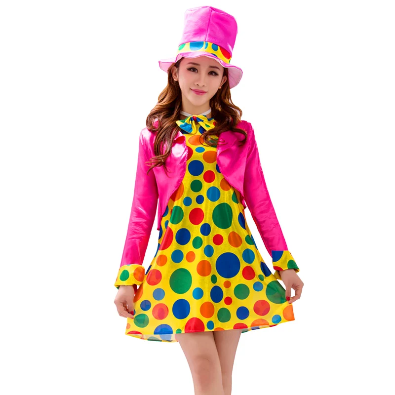 

sexy costume Clown adult suit funny cosplay nose hat polyester material female multicolor adult suit costume