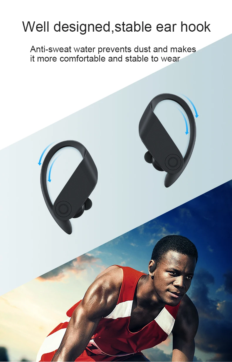 SpoBluetooth Earphones Ear Hook Wireless Charging Headphones Running Earphone for xiaomi Huawei IOS Android - ANKUX.COM