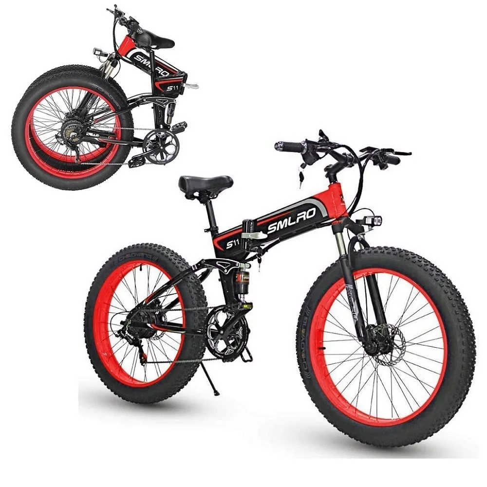 

Dropshipping 26 Inch Fat Tire Electric Bicycle 1000W14AH $AMSUNG Folding Suspension Frame electric bike Max Speed 45km/h