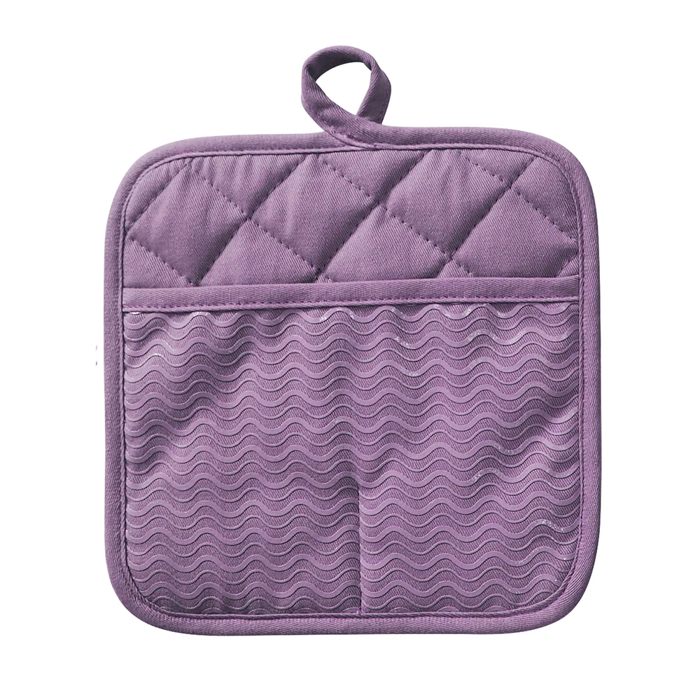 Wholesale Quilted Cotton Pot Holder With Pocket And Non Slip Silicone