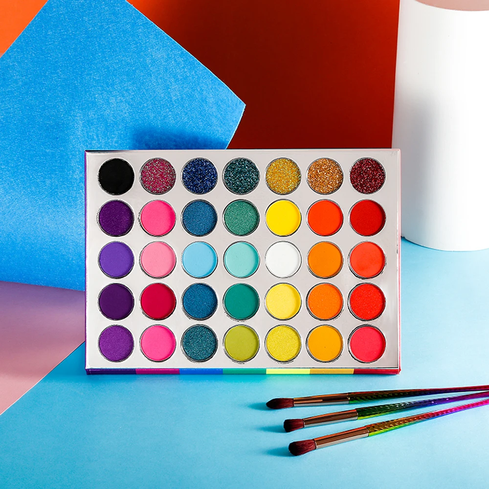 Oem Best Colorful Rainbow Eyeshadow Palettes 35 Colors Matte Glitter