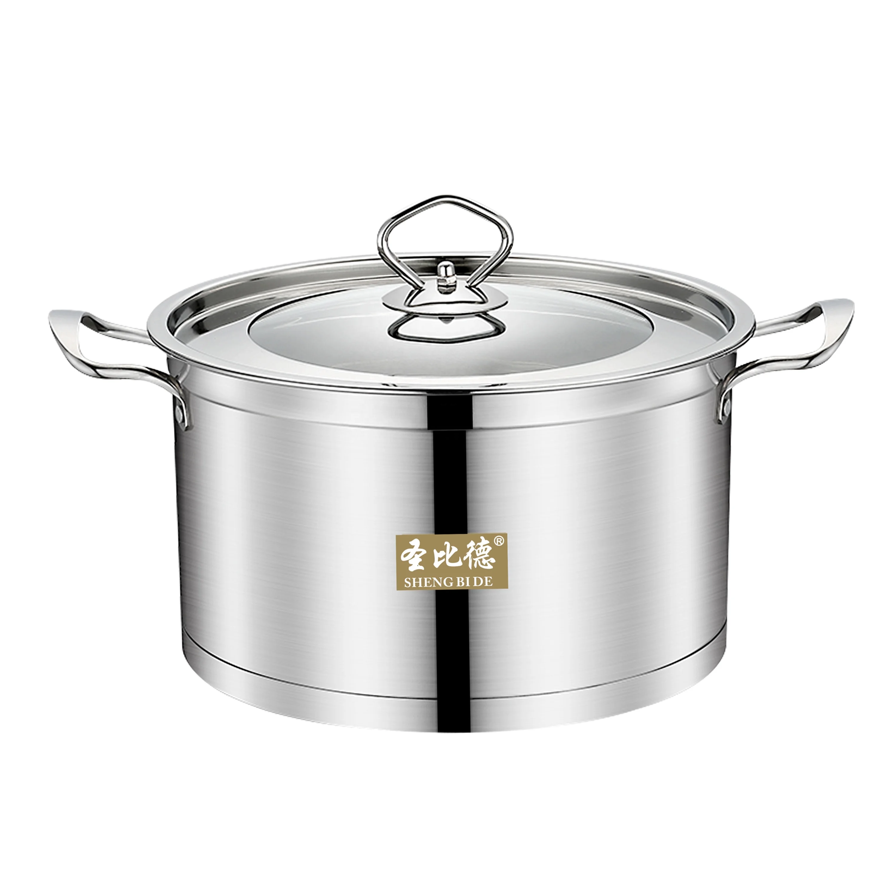 

High quality durable stainless steel soup pot straight body saucepan all steel handle double bottom saucepan