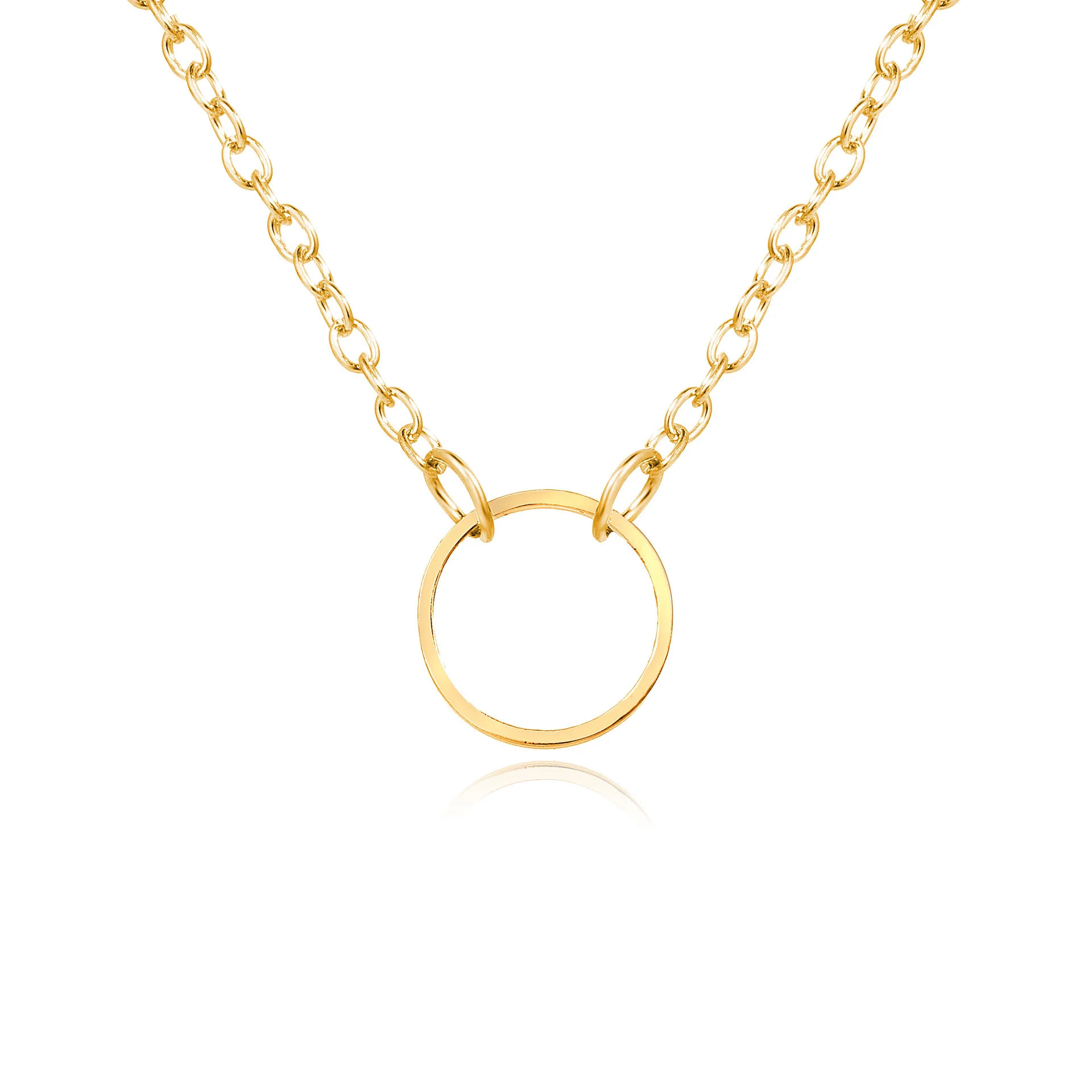 

Factory Wholesale Cheapest Gold and Silver Printing Hoop Circle Pendant Necklace for Women, Gold, silver