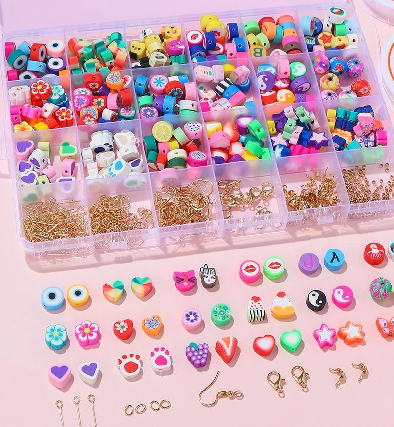 

505PCS Loose Soft Handmade DIY Bracelet Necklace Earring Kits Ceramic Polymer Clay Beads Sets for Jewelry Making