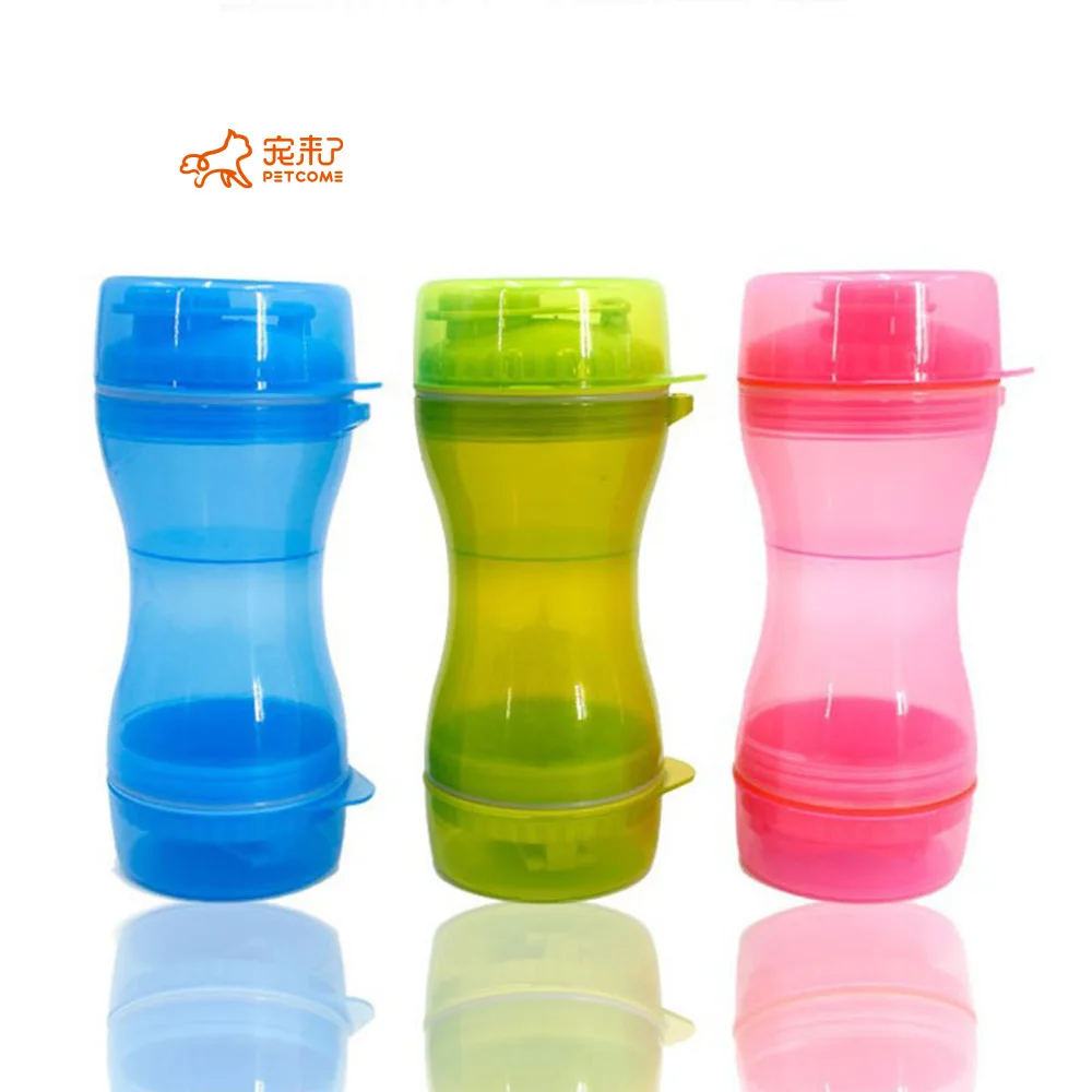 

PETCOME Factory Direct Sale Cheap Outdoor Multi Function Dispenser Portable Pet Water Dog Bottle, 3 colors