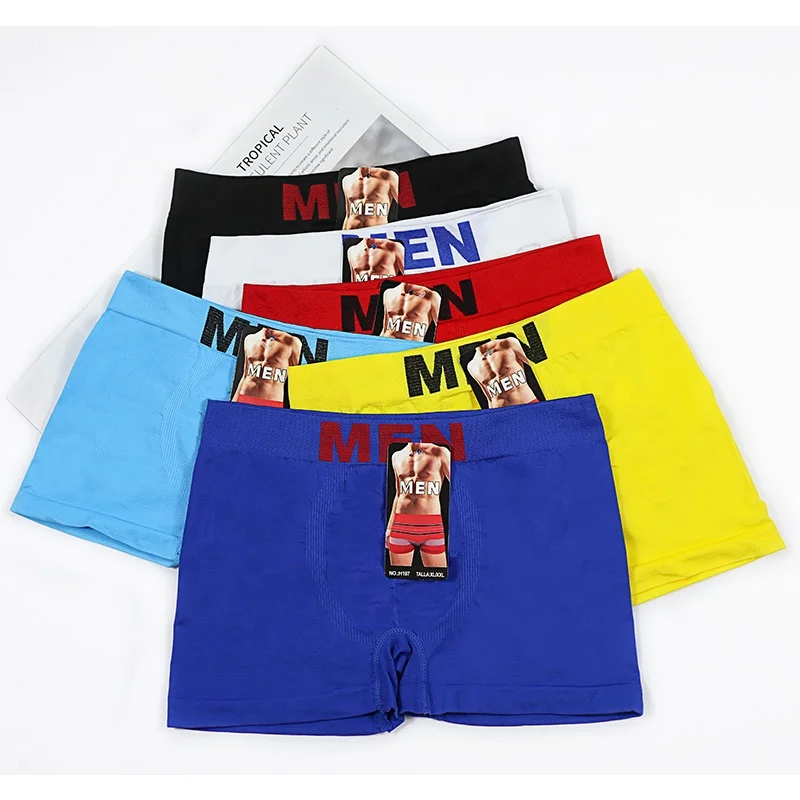

Wholesale mens boxer brief mens polyester seamless underwear, Mix 6 colors