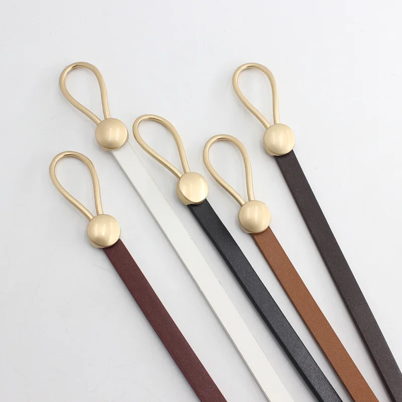 Ladies Fashion Water Drop Buckle Knotted Pu Belt With Skirt Sweater Suit Coat Waist Decoration Slim Slim Belt
