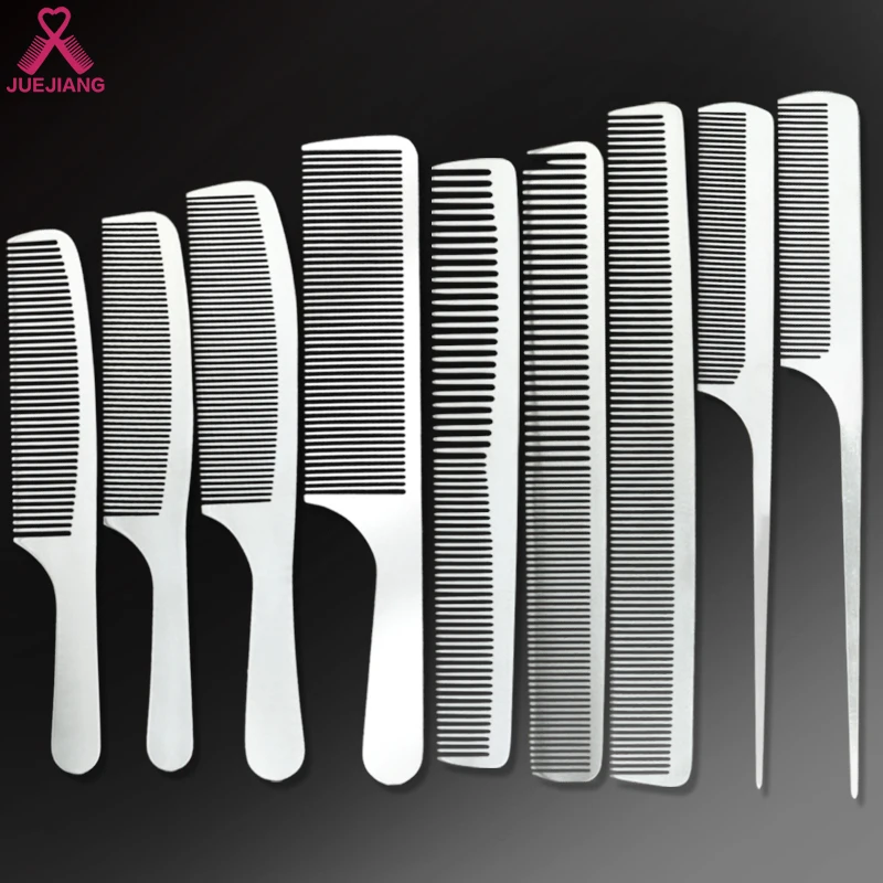 

Wholesale Low MOQ Custom Logo Barber Hairdressing Salon Stainless Steel Metal Rat Tail Pin Hair Cutting Metal Comb, Silver