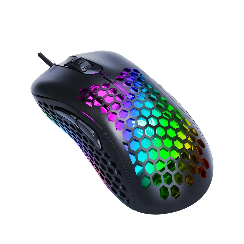 

Factory price honeycomb design mouse gamer hardcode custom chip master optical sensor gaming mouse, Black