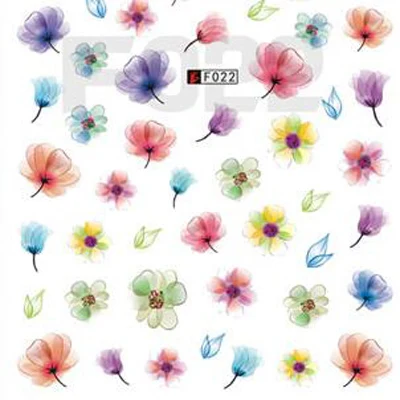 

F021-F032 Ins Hot Nail Art Decals Flower Manicure Applique Nail Stickers for Nail Decoration, As picture show