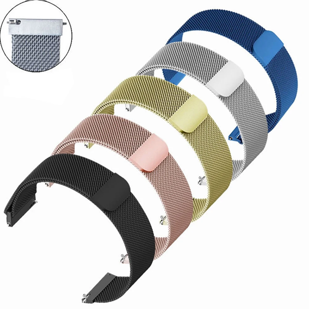 

20mm 22mm Adjustable Magnetic Loop Watch Strap Bracelet Stainless Steel Metal Milanese Band For Samsung, Various