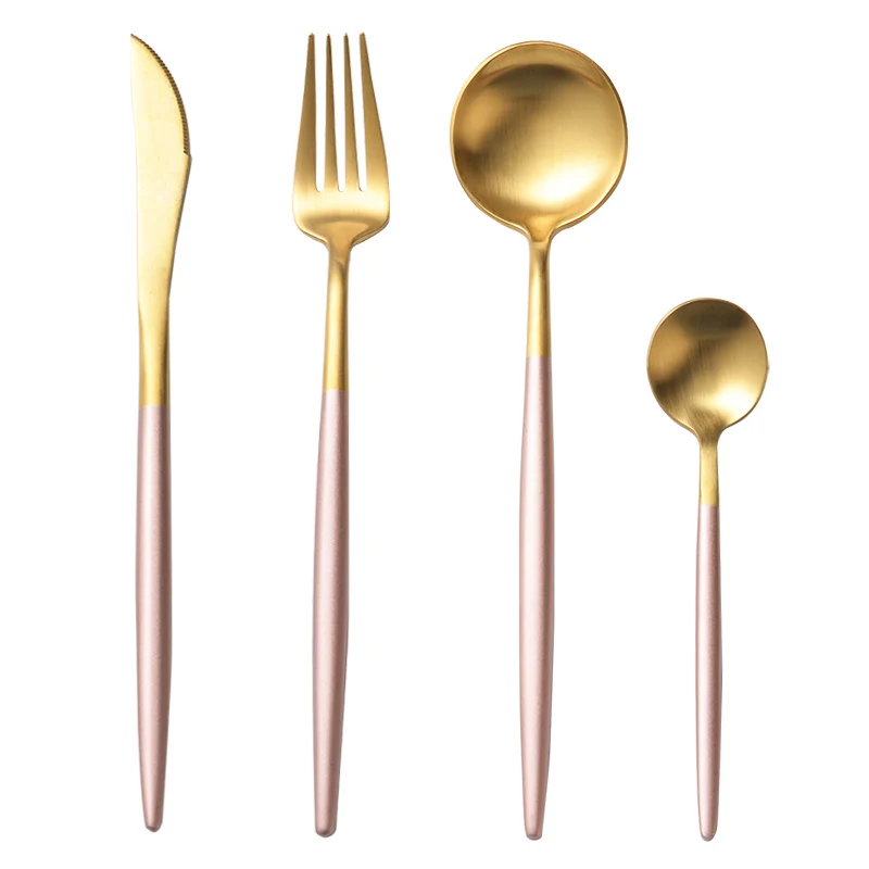 
Colourful wedding flatware,stainless steel matte silver gold cutlery set for party 