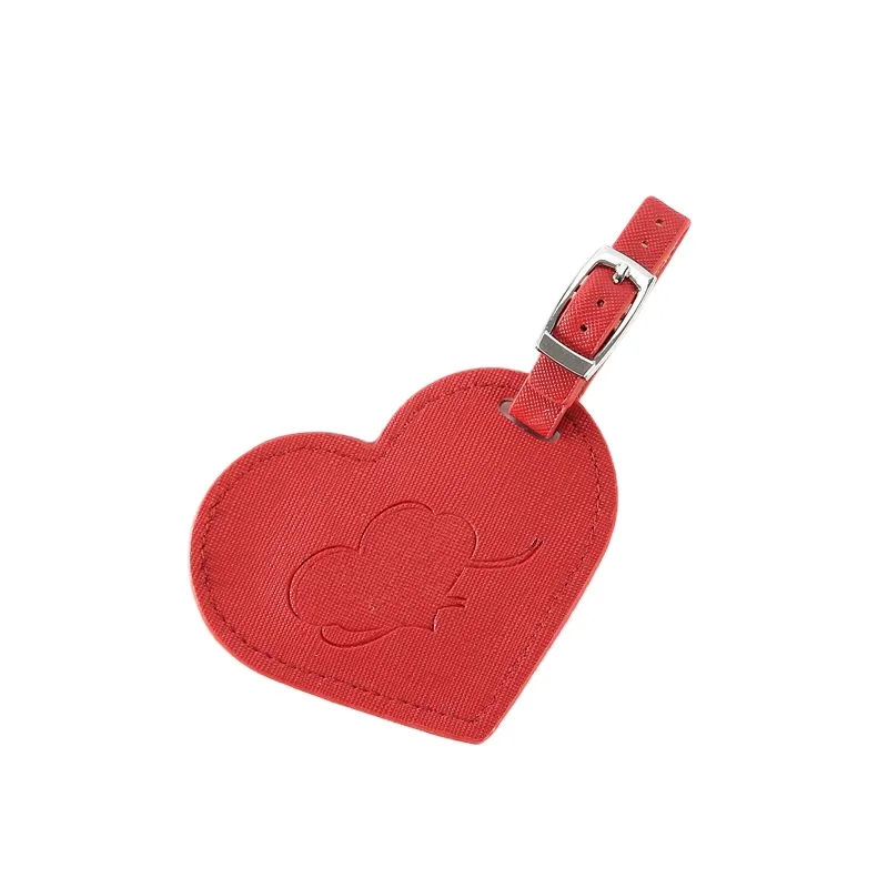 

2020 hot sell wholesale travel baggage tag fashion heart shaped pu leather luggage tag, Customized color