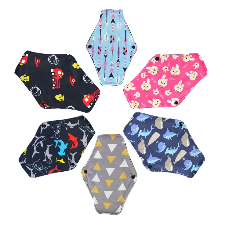 

OEM colorful print Bamboo charcoal Sanitary pads Reusable Women Comfort Sanitary Napkin washable Menstrual Pad