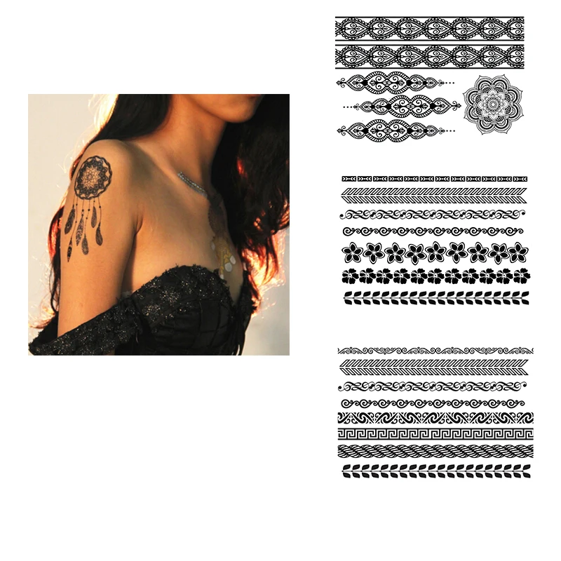 

OEM Beauty Sticker Henna Tattoo Sticker Temporary Black Henna Hand Tattoo Sticker