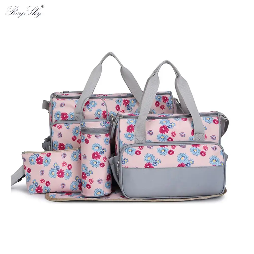 

New Design Multifunctional Wholesale 5 in 1 Diaper bag for Mom/Mummy and Baby Nappy Change mat bag, Customized colors