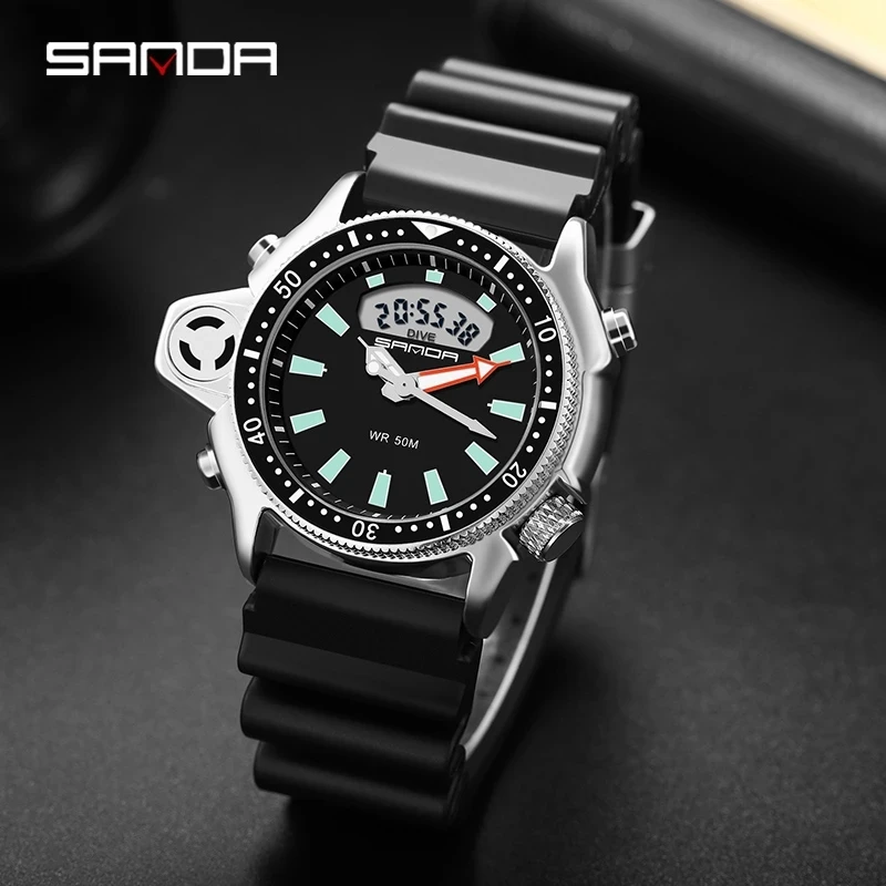 

SANDA New Fashion Sport Men's Watch Casual Style Watches Men Military Quartz Wristwatch Diver S Shock Man relogio masculino 3008