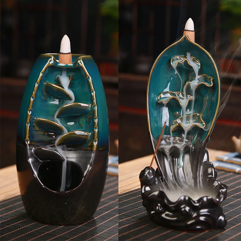 

Hot Sale Ceramic Backflow Incense Holder Waterfall Home Decor Aromatherapy Ornament