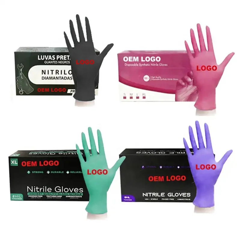 

wholesale nitrile powder free cleaning blue white black pink beauty salon make up tattoo glove box nitrile gloves