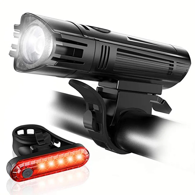 

RTS Waterproof rotatable bicycle headlight with USB charging T6 lamp beads bicycle taillight