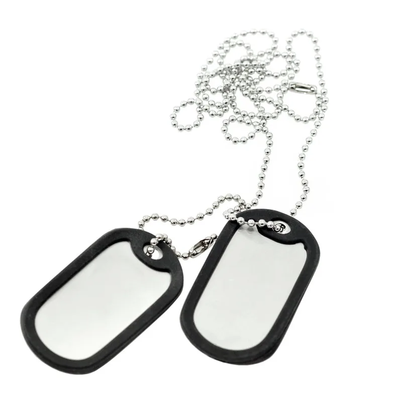 Double Dogtag Necklace with Ball Chain & Silencers High Quality Men's Stainless Steel Pendant Necklaces Link Chain Women's