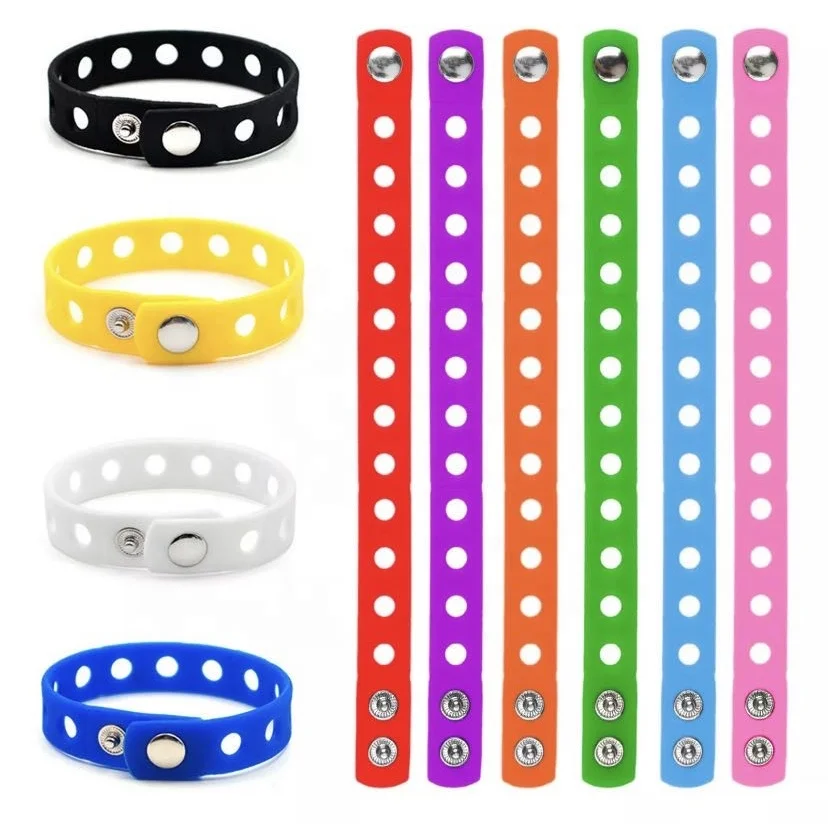 

Ready to ship promotion Gift Rubber Colorful Wristband bracelet for croc charms children adjustable silicone charm bracelets, Picture