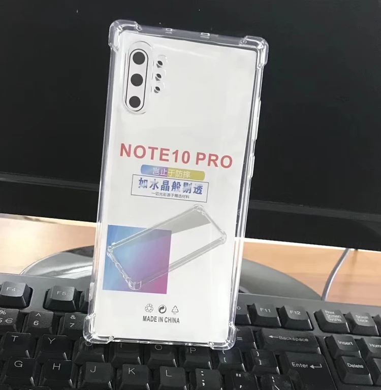 

Free shipping 1.5mm thickness airbag shockproof soft TPU transparent phone cover case for samsung galaxy note10 pro