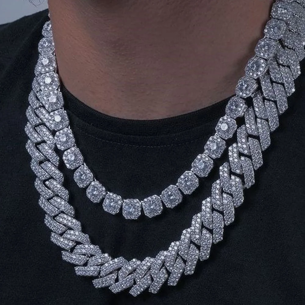 

Square Baguette Chain Miami Cuban Link Chain Diamond Tennis Chain Tennis Necklace