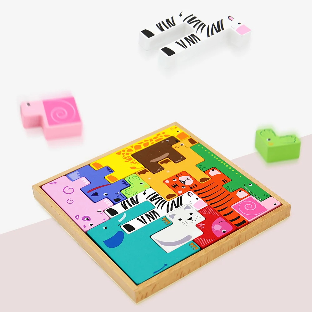 

Animals Jigsaw Shape Puzzle Animal Puzzle Wooden Pattern Blocks Kids Jigsaw Puzzle Board Toy