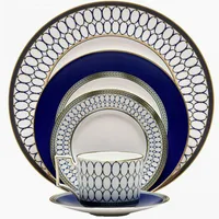 

Wholesale bone China dinnerware set home ware navy blue porcelain dinner set