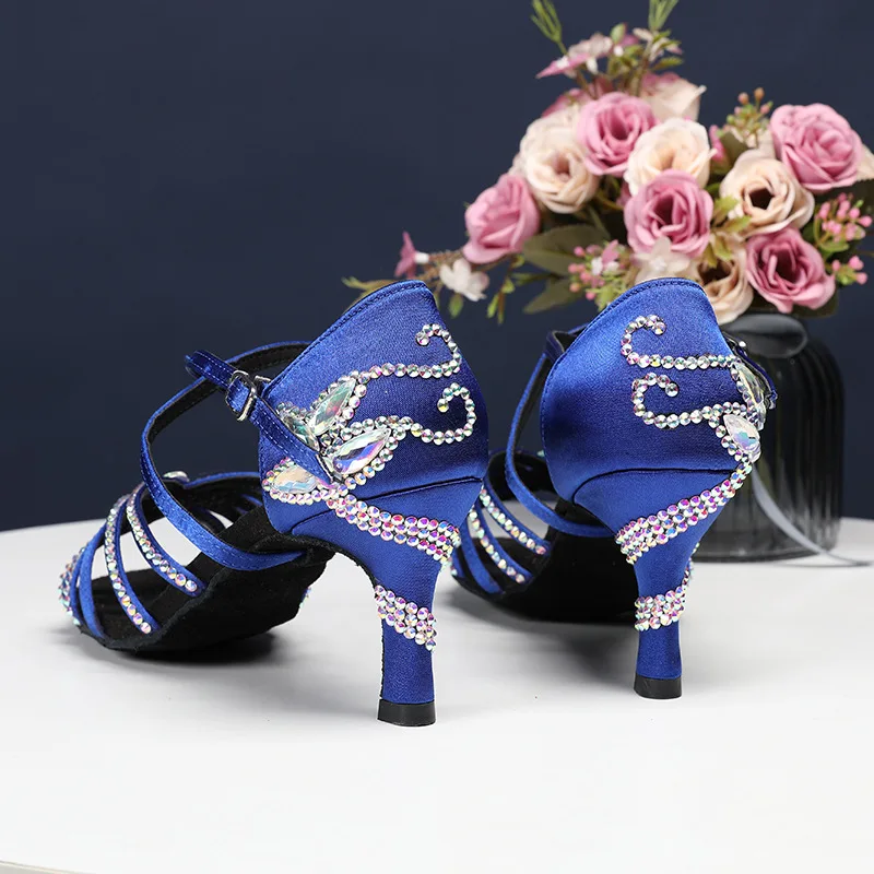 Dance Jazz Shoes Latin Dance Shoes For Women Salsa Latin Shoes Girls Ballroom Latin Shoes Black Bronze Skin Curban Heel