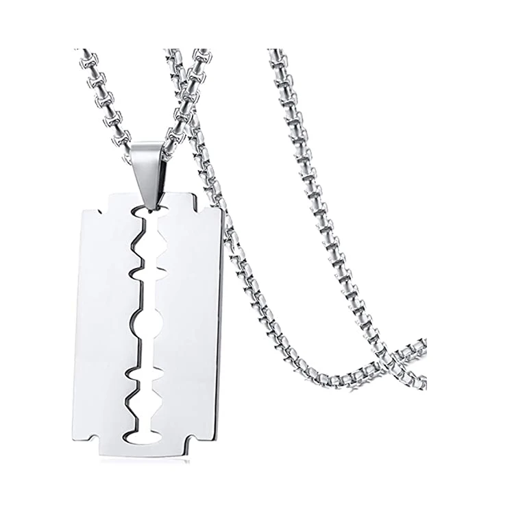 

High Quality Fashion Necklace Hip-hop Blade Model Pendant Razor Necklace, Silver color