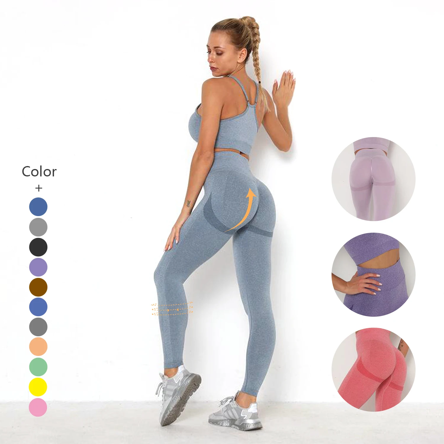 

X-CHENG Hot Selling Fitness Suit for Yoga TIKTOK Hip Lifting Sports Apparel High Waist Women Outdoor Seamless Yoga Set