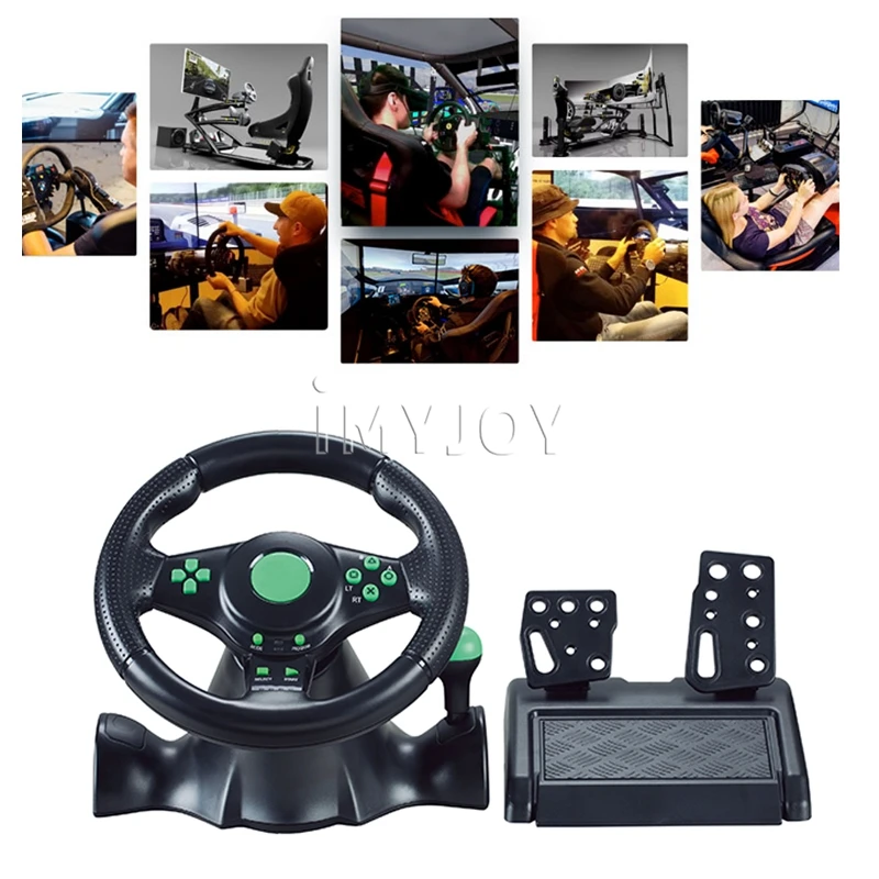 

180degree home car simulator racing game steering wheel car racing steering wheel For PS/PC/Xbox/Switch Gaming Controller, Black&green&red