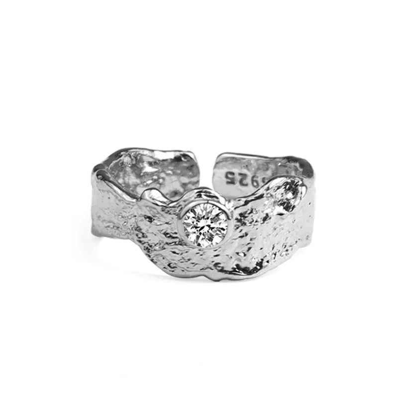 

Trendy New Creative Lava Niche Design Open Metal Texture Jewelry Ring