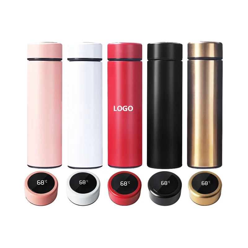 

Custom Stainless Steel Smart Sport Bottle with LED Double Wall Vacuum Flask Water Mugs cangkir termosTemperature Display Thermos