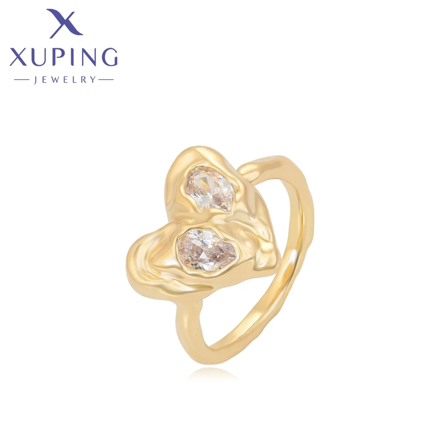 

YM R-486 xuping jewelry heart shape Synthetic CZ Diamond 24k Gold Environmental Copper adjustable Ring