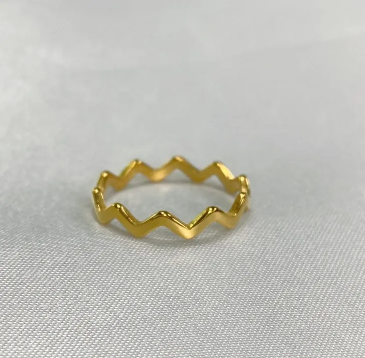 

Sustainable Jewelry Ready To Ship Stainless Steel Ring Simple Women's Accessories 14k/18k Gold Minimalist Wave Ring For Girls, Gold,rose gold,black and silver