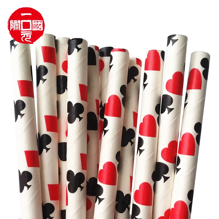 

New Disposable hot stamping paper straight drinking straws bamboos