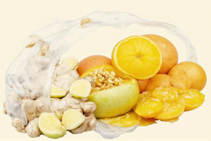 Ginger tea preparation showing fresh ginger slices steeping in hot water with lemon garnish