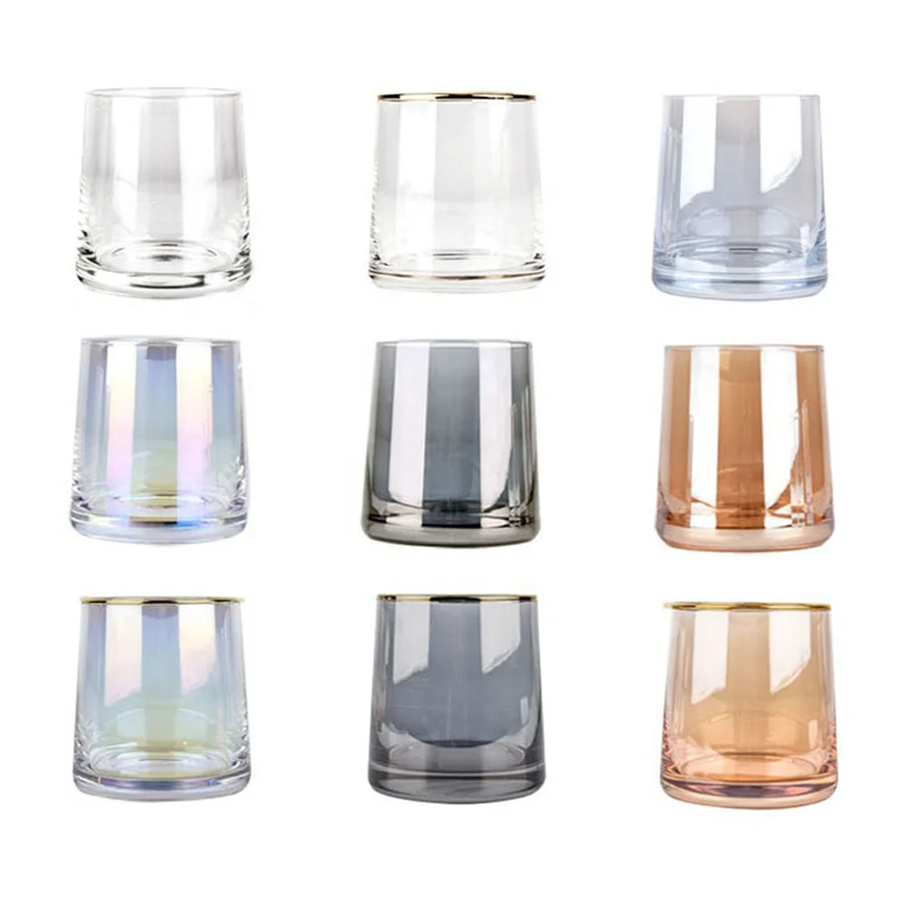 

Amazon Christmas Trapezoid Glass Cup with Gold Rim Electroplating Milk Drinking Cup Beer Shot Tumbler Glass Whiskey Glass
