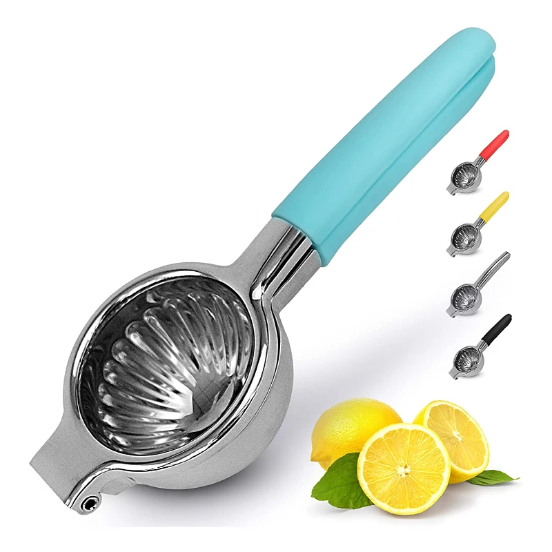 

Best Manual Lemon Squeezer Effortless Lemon, Lime, Orange, Citrus Fruit Juicer Stainless Steel Non-Slip Grips, Blue/yellow/black/red