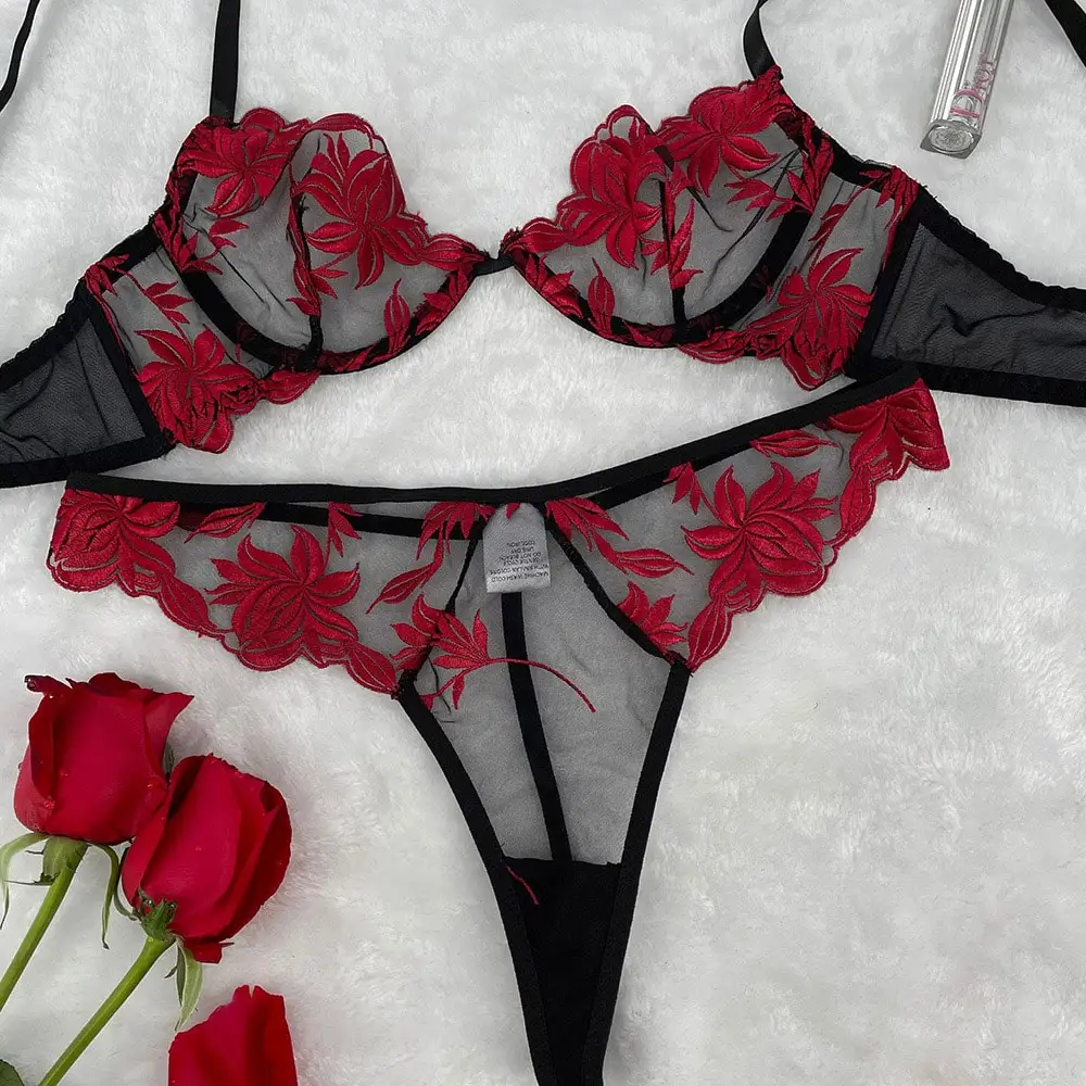 

Hot sale sexy embroidered bra and panties