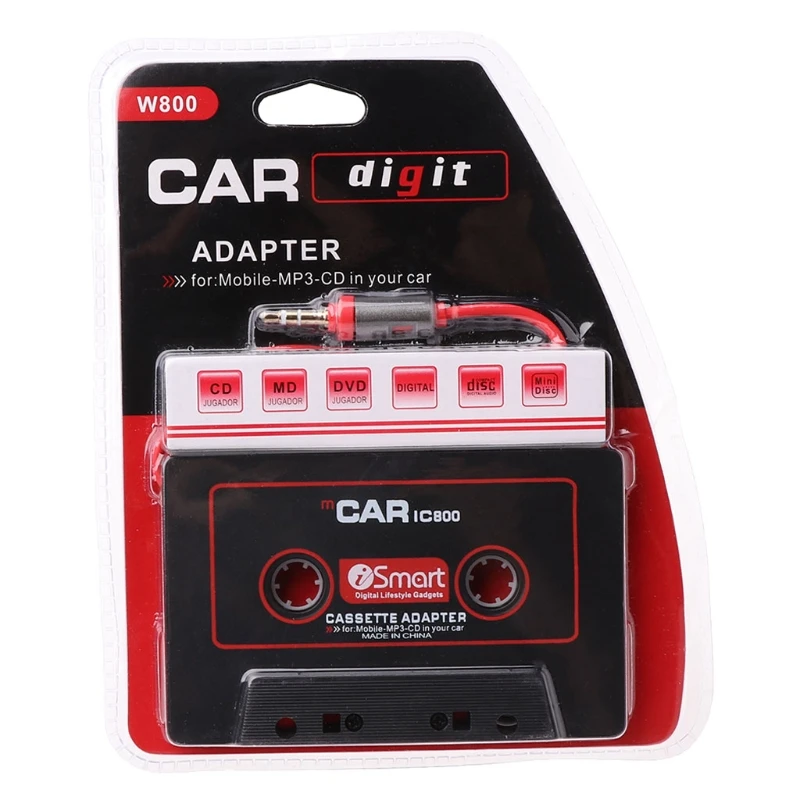 

3.5mm Car aux audio tape adapter MP3 mobile phone and other audio converter for car CD player CARIC800 cassette, Black