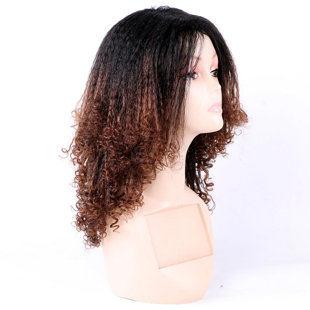 

Synthetic Wig Hair Extension Pre stretched Hair with curl design Brown braid wigs for women