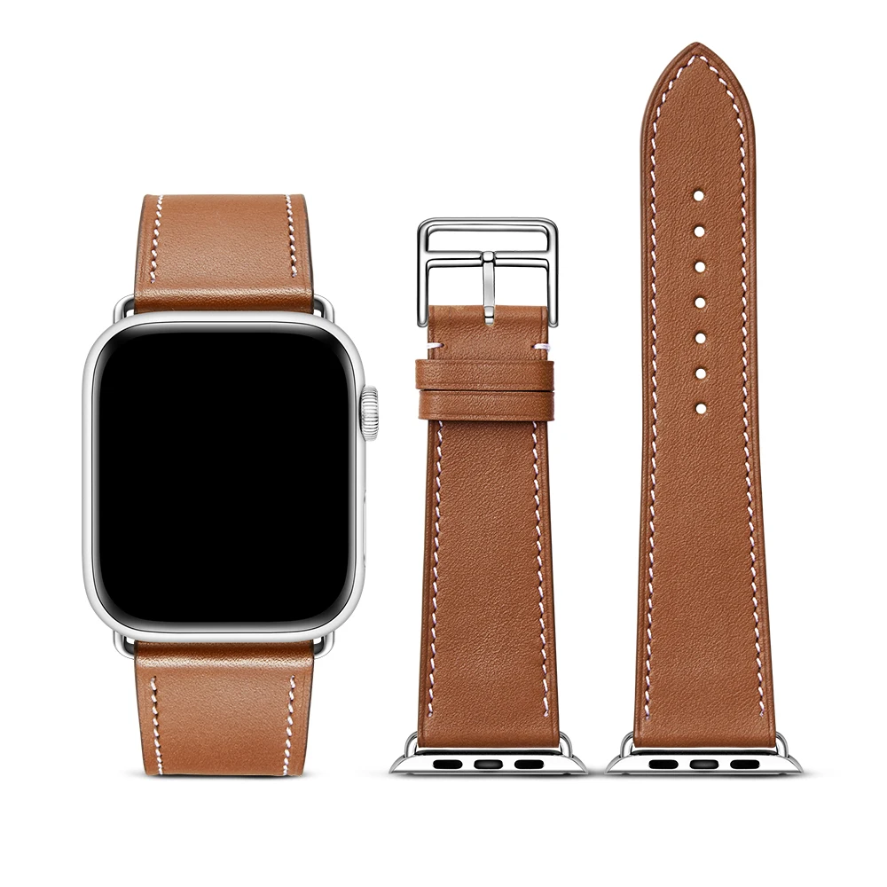 

High Quality Herms Style Apple Watch Series Strap 40mm 42mm 45mm Apple Watch Band Leather 44, Brown/black/blue/pink/coffee