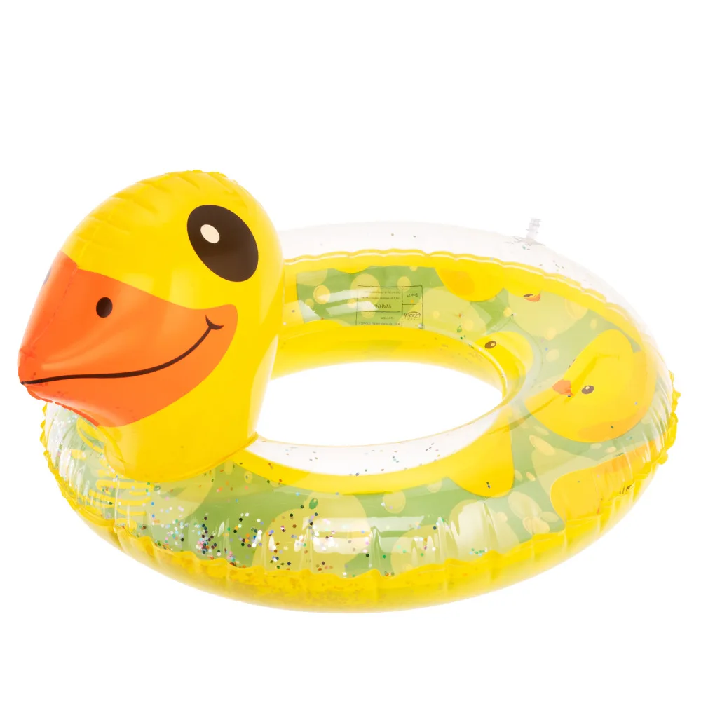 

Summer Party Outdoor Water Recreation Swimming Pool Floats Access Transparent Duck Inflatable Swim Ring Tube with handle