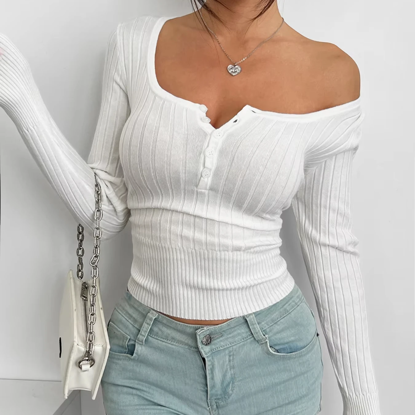 Wholesale Custom Solid Color Crew Neck Knit Pullover Sweater Manufacturers Ladies Long Sleeve Clothes Basic Tops Women