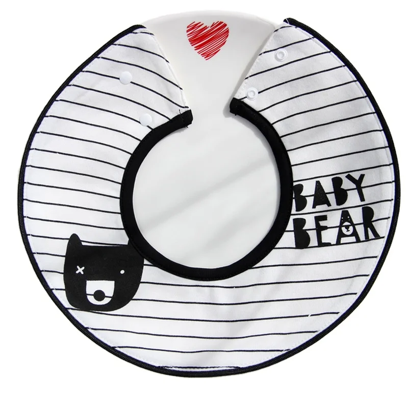 

Cute Baby Cotton Bib Female Baby 360 Degree Rotating Saliva Bib Cartoon Bib, Picture shows